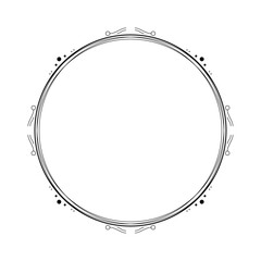 Abstract Black Simple Line Round Circle With Leaf Leaves Frame Flowers Doodle Outline Element Vector Design Style Sketch Isolated Illustration For Wedding And Banner