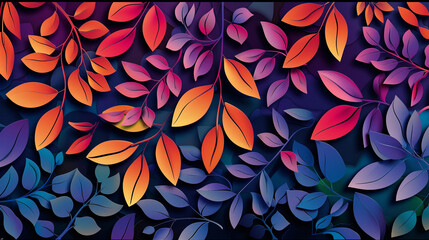 Abstract paper cut style flower leaf pattern color for decorative background
