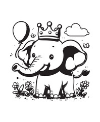 Elephant vector art,graphics Elephants icons set,vintage illustration Elephant clipart,vector Elephants flat style artwork design