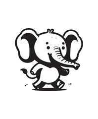 Obraz premium Elephant vector art,graphics Elephants icons set,vintage illustration Elephant clipart,vector Elephants flat style artwork design