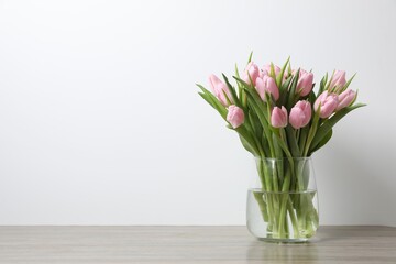 Beautiful fresh tulips in a vase