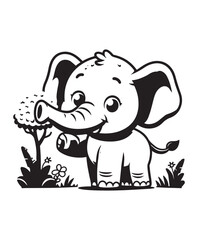 Elephant vector art,graphics Elephants icons set,vintage illustration Elephant clipart,vector Elephants flat style artwork design