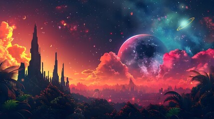 Fototapeta premium Cultivating Cosmic Aromatherapy:A Futuristic Floating Garden in Orbit
