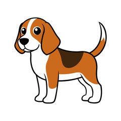 a drawing of a beagle dog with white background