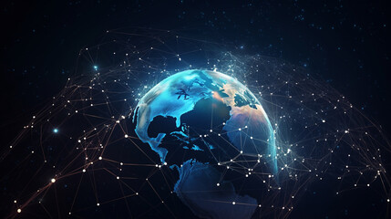 Fototapeta premium The lines connect around the surface of the Earth. AI Generated