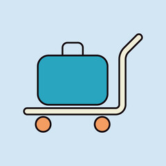 Baggage, luggage, suitcases on trolley vector icon