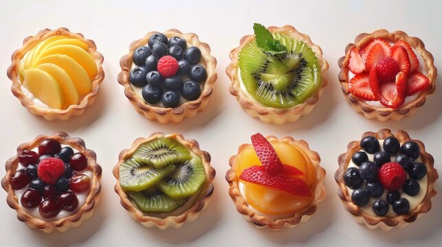 Colorful Fruit Tarts. High Quality Close-up Shots