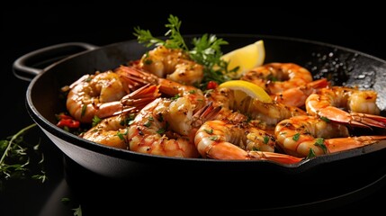 Grilled Shrimp in a Cast Iron Pan