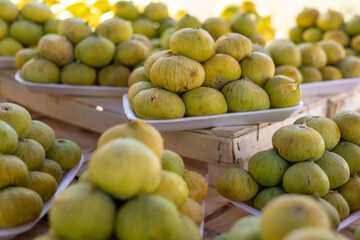 beautiful ripe juicy yellow and green figs 
