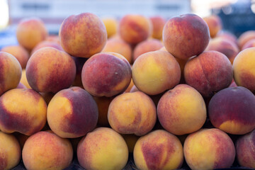 juicy fresh peaches on bazar