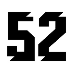 52 Vintage Sport Jersey numbers in black with a white background