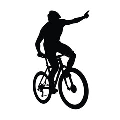 Obraz premium a mountain rider going fast with bycicle vector silhouette, isolated white background 