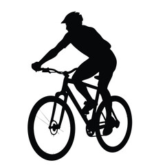 Obraz premium a mountain rider going fast with bycicle vector silhouette, isolated white background 