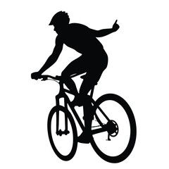 Fototapeta premium a mountain rider going fast with bycicle vector silhouette, isolated white background 