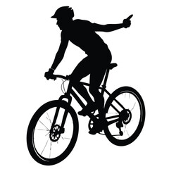 Obraz premium a mountain rider going fast with bycicle vector silhouette, isolated white background 
