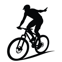 Fototapeta premium a mountain rider going fast with bycicle vector silhouette, isolated white background 