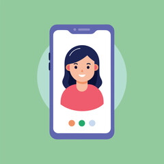 Incoming call. Smartphone with call screen with women. Ready for answer concept. Modern flat design graphic elements and objects for business. Vector illustration
