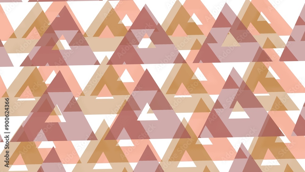 Poster muted earth tones in overlapping triangular shapes creating a mosaic pattern.