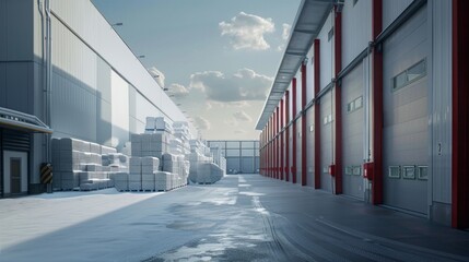 Obraz premium A large warehouse with a lot of boxes stacked up