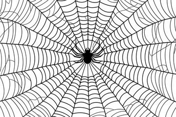 Obraz premium spider web design, black and white, line art, simple, clean background