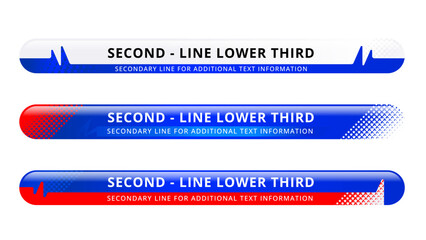 Set of lower third or television news bar design with geometric template isolated on white background.