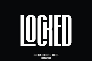 Unique bold condensed locked alphabet display font vector with ligature style