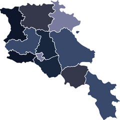 Obraz premium ARMENIA MAP WITH ITS REGIONS AND POLITICAL ADMINISTRATIVE DIVISIONS