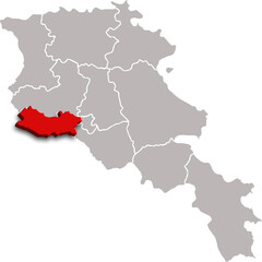 ARMAVIR map REGION of ARMENIA 3d isometric map