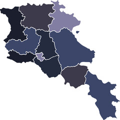 ARMENIA MAP WITH ITS REGIONS AND POLITICAL ADMINISTRATIVE DIVISIONS