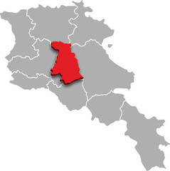 KOTAYK map REGION of ARMENIA 3d isometric map