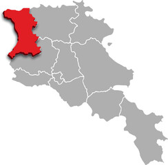 SHIRAK map REGION of ARMENIA 3d isometric map