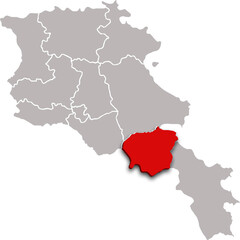 VAYOTS DZOR map REGION of ARMENIA 3d isometric map