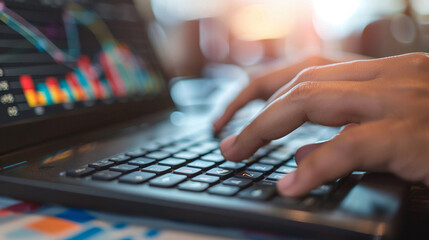 Closeup hand using computer enhancing deep learning AI