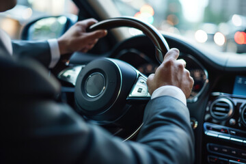 Driving through the City in the Evening