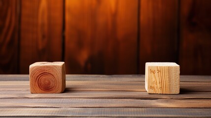 Two Wooden Blocks on a Wooden Table