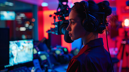 News reporter covering entertainment news in studio news