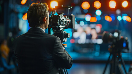 News reporter covering sports events in studio news