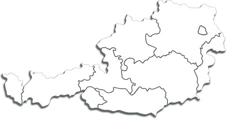 Fototapeta premium AUSTRIA MAP WITH ITS FEDERATE STATES AND POLITICAL ADMINISTRATIVE DIVISIONS