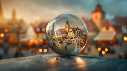 Fototapeta premium Christmas Market Through a Crystal Ball