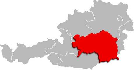 STYRIA map 
FEDERATE STATE of AUSTRIA 3d isometric map