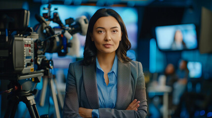 News reporter explaining public health issues in studio news