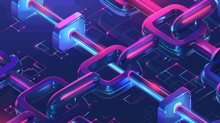 Obraz premium Blockchain technology cartoon illustration 