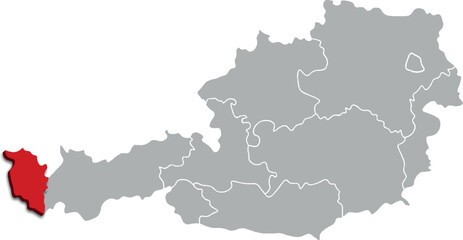 Fototapeta premium VORARLBERG map FEDERATE STATE of AUSTRIA 3d isometric map