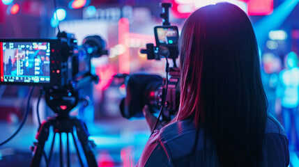 News reporter interviewing expert in studio news