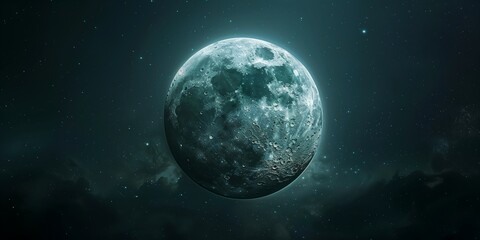 Fototapeta premium Dark minimalist scene with the moon in stunning detail