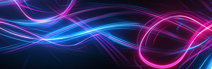 Vibrant Neon Light Trails on Dark Background
