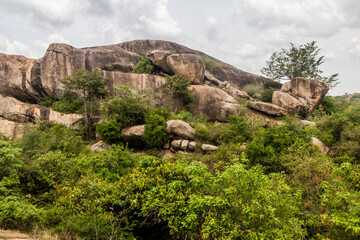 Landscape of rock paintings in Nyero, Uganda