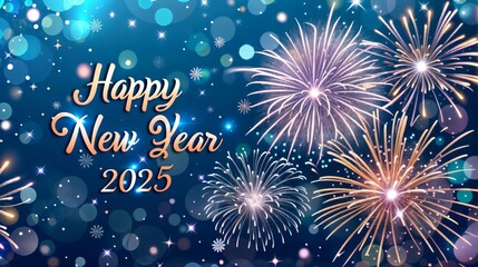 This image features a vibrant display of fireworks, with the year 2025 prominently displayed, suggesting a celebration of the future.