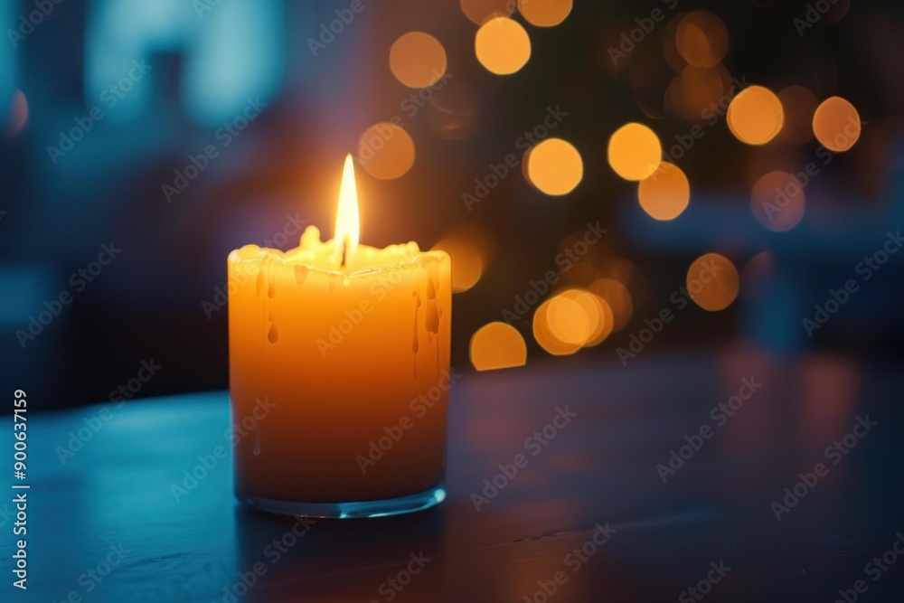 Poster Candlelight offers a serene ambiance with diffused, golden bokeh backdrop