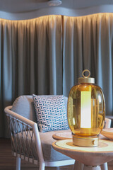 Thermal suite relaxation room loungers or chairs in spa or wellness area on modern luxury...